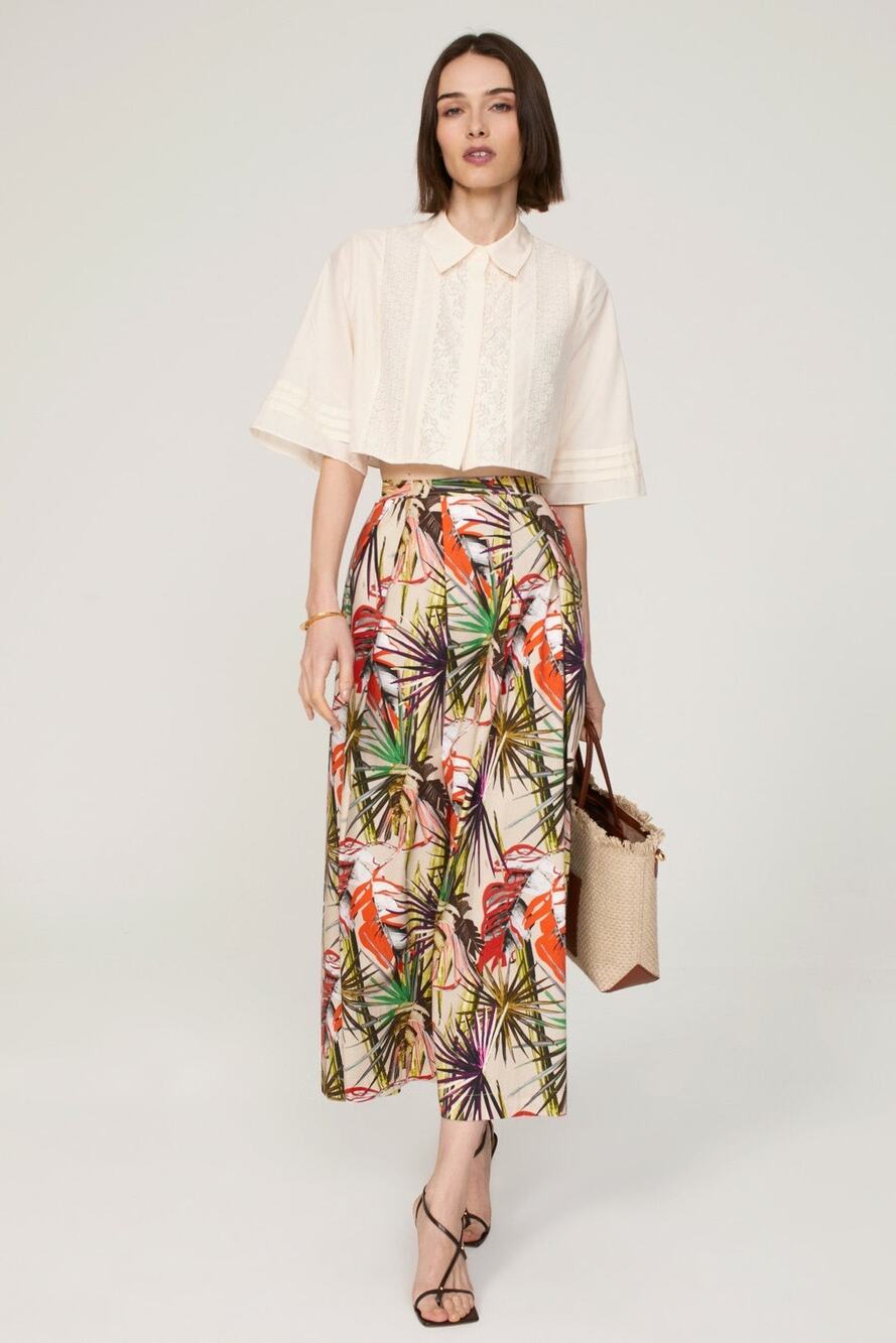 NATORI Multicolor Floral Tropical Full Skirt El Nido Skirt Size 4